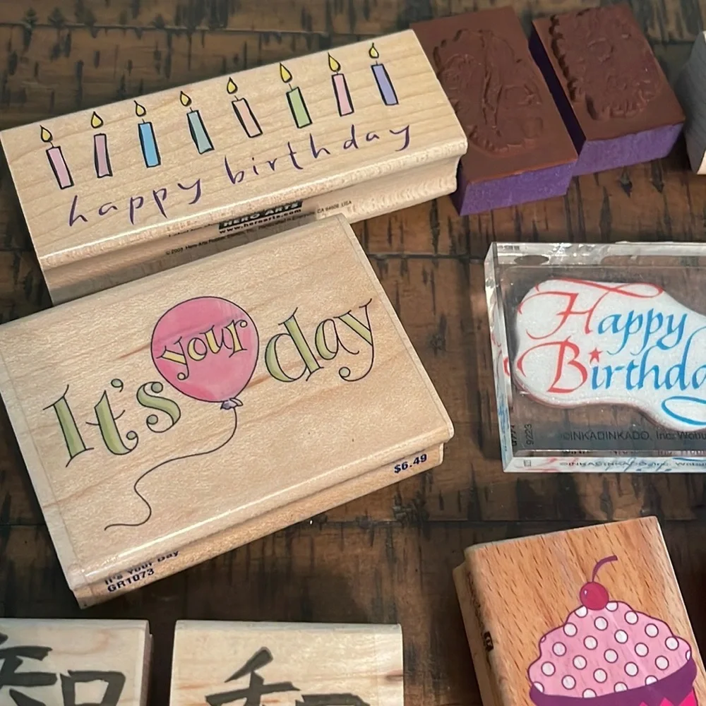 48 Rubber Stamps: Various Themes, Sayings & Florals